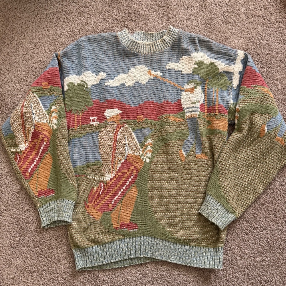 Vintage Crossings Golf AOP knit sweater M/L